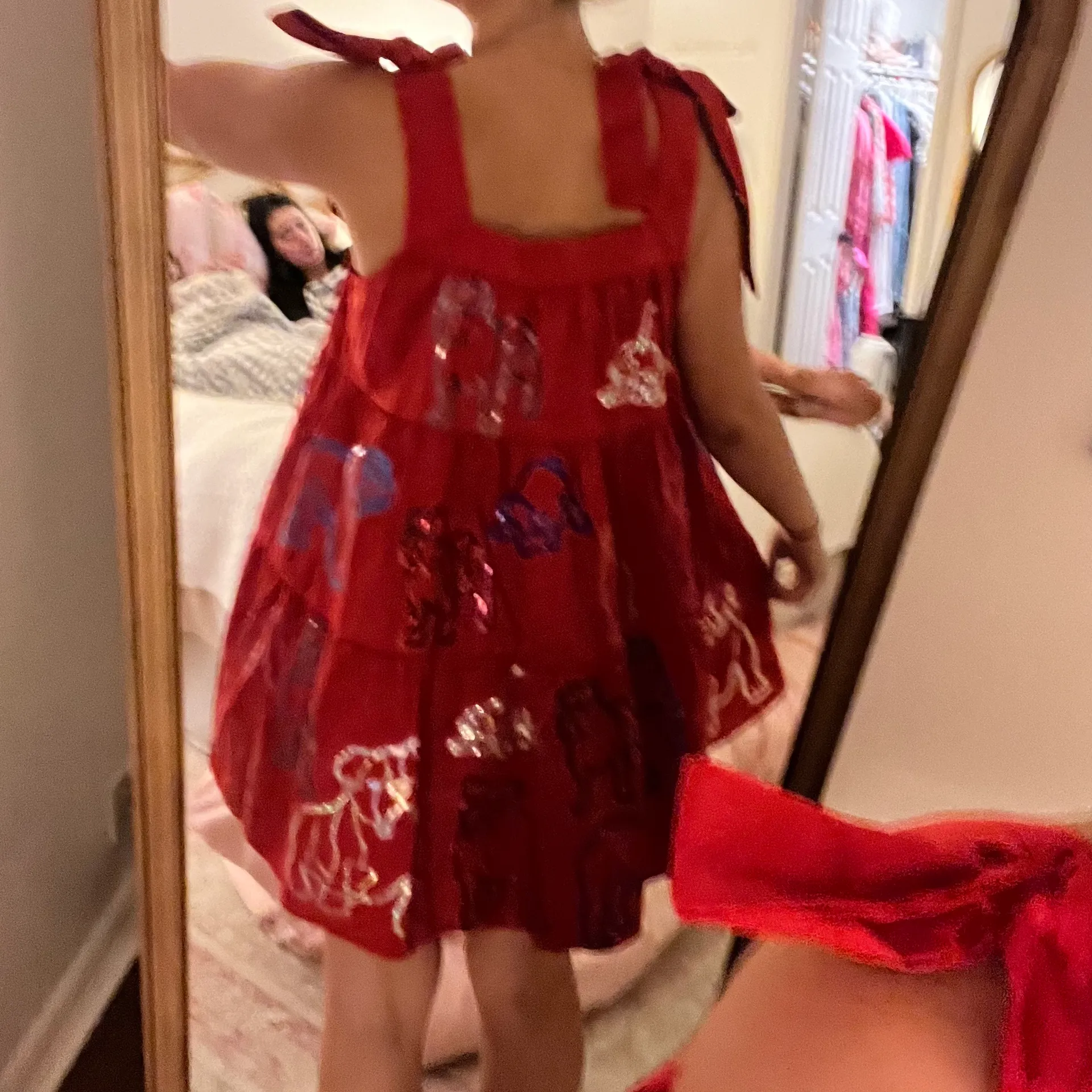 Queen of Sparkles Bulldog Dress Red Size XS - Image 2