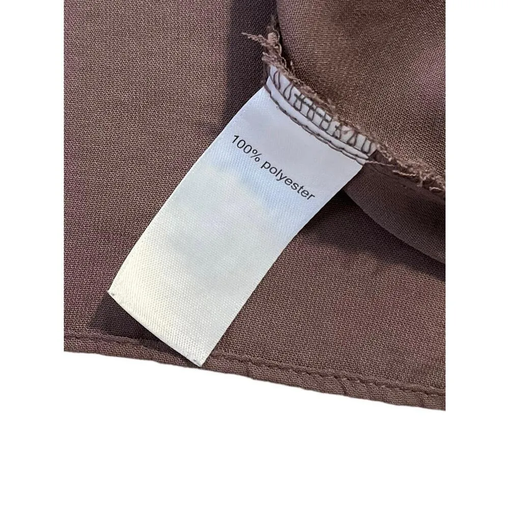 Maurices Brown V-neck Roll Tab Sleeve Blouse Women Size Large | 25-8 - Image 3