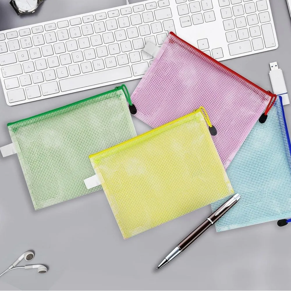 Set/3 Waterproof GREEN Document Zipper Travel Pouches, File Organizers, Clear - Image 8