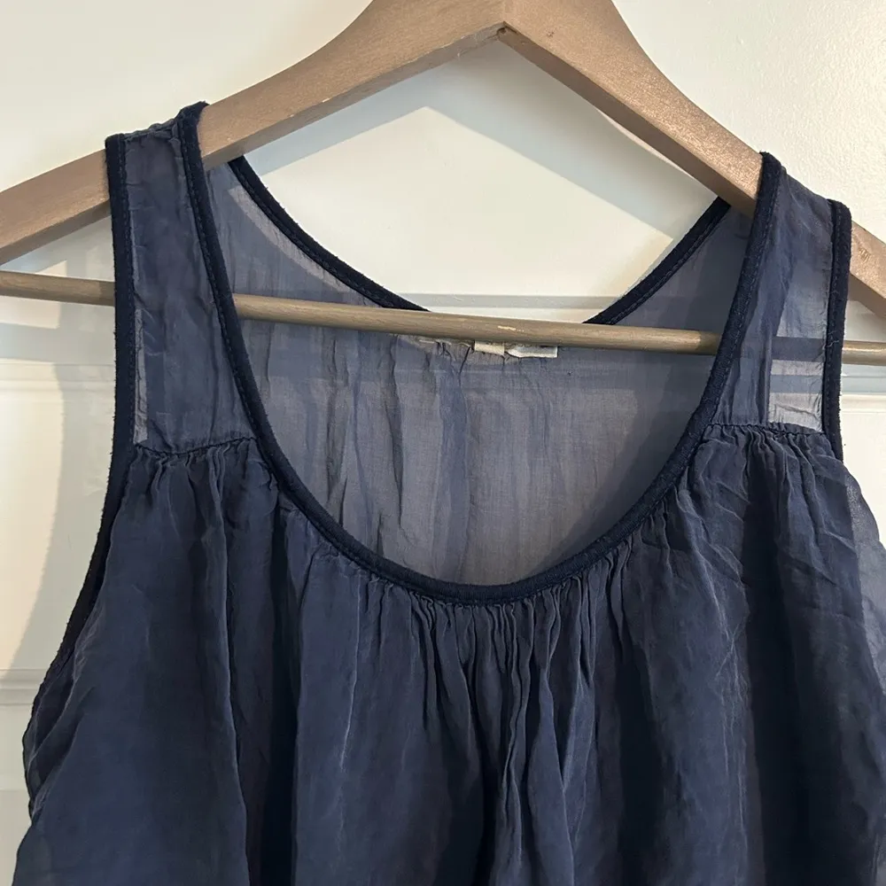 Prontomoda Giusy Silk Sleeveless Top Navy Blue Size S - Image 2
