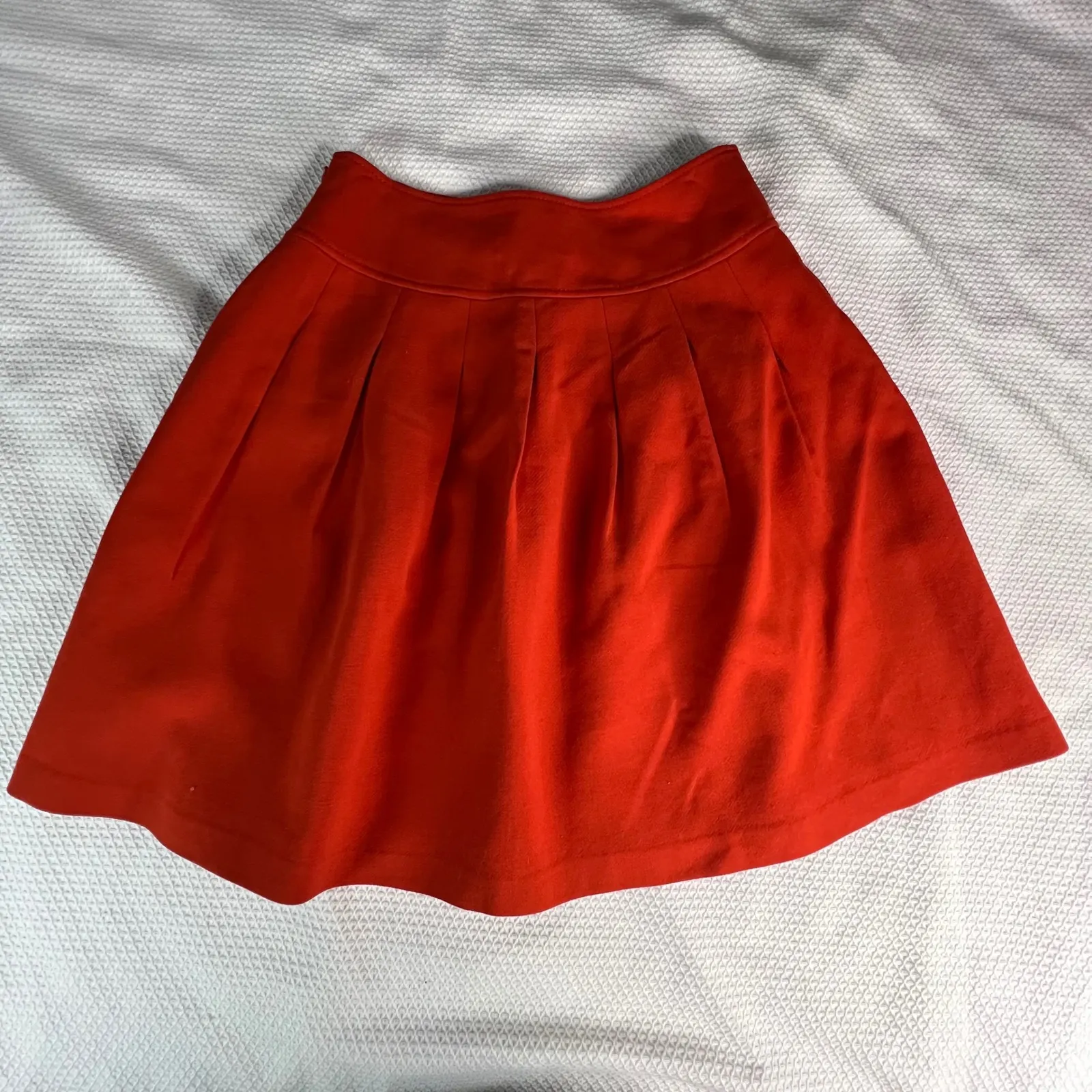 Banana Republic Orange Pleated Flared Skirt Women's Size 6 Wool Blend Academia - Image 9