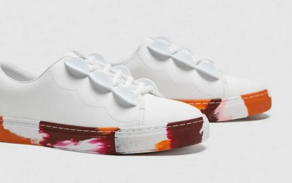 Zara White Sneakers with Colorful Sole - Image 6