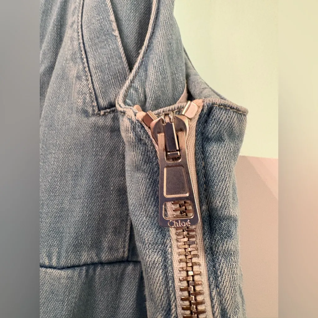 Chloé Washed Blue Denim Overalls Size 40 - Image 8