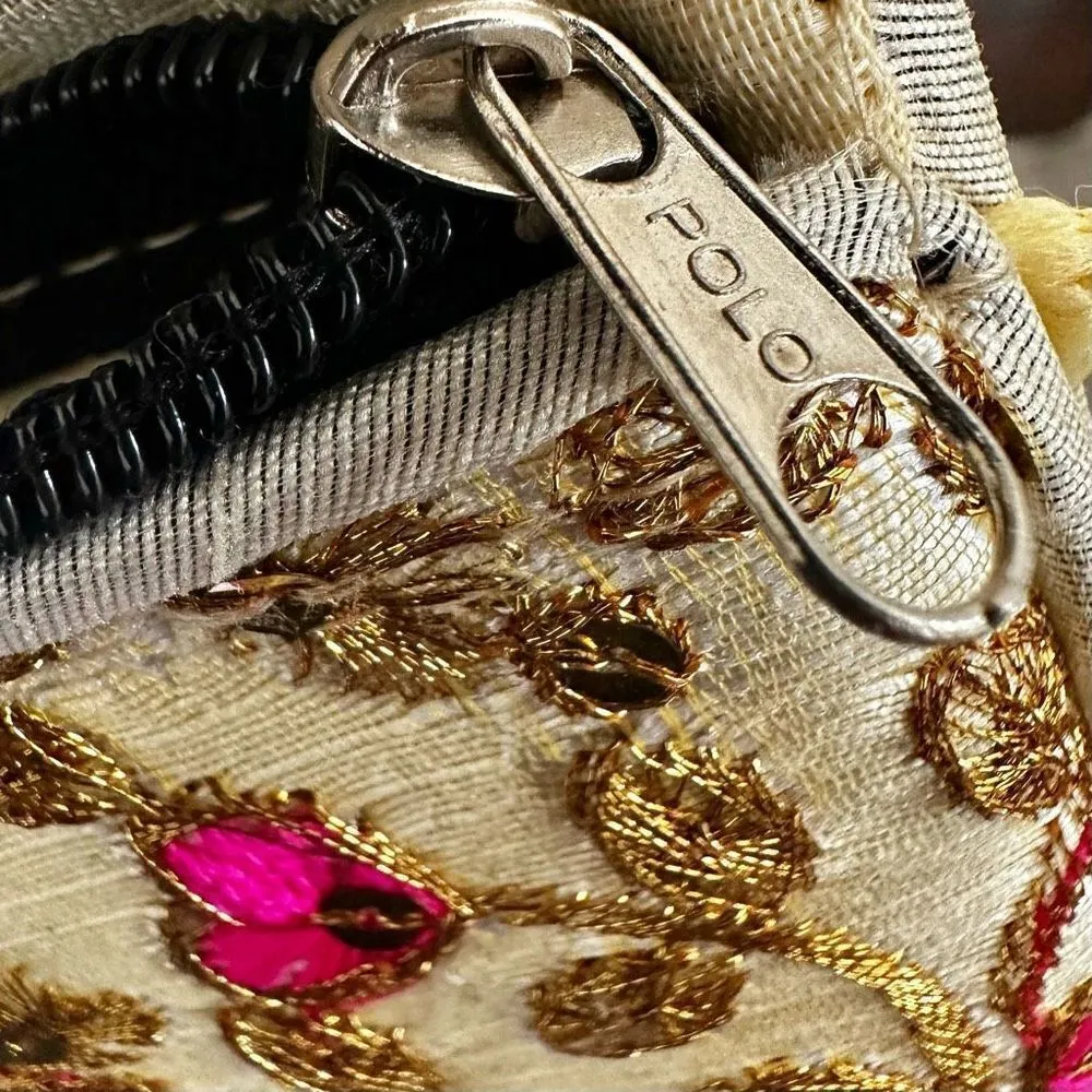 Embroidered multicolored pom Pom strap crossbody purse - Image 11