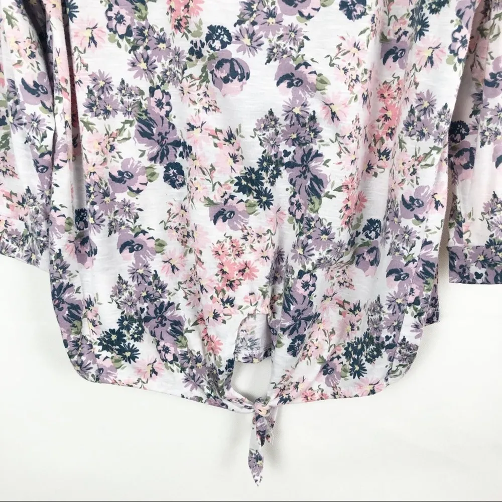 Angels Women's Tie Front Short Sleeve Floral Lace Top Size Large 3/4 Sleeves XL - Image 4