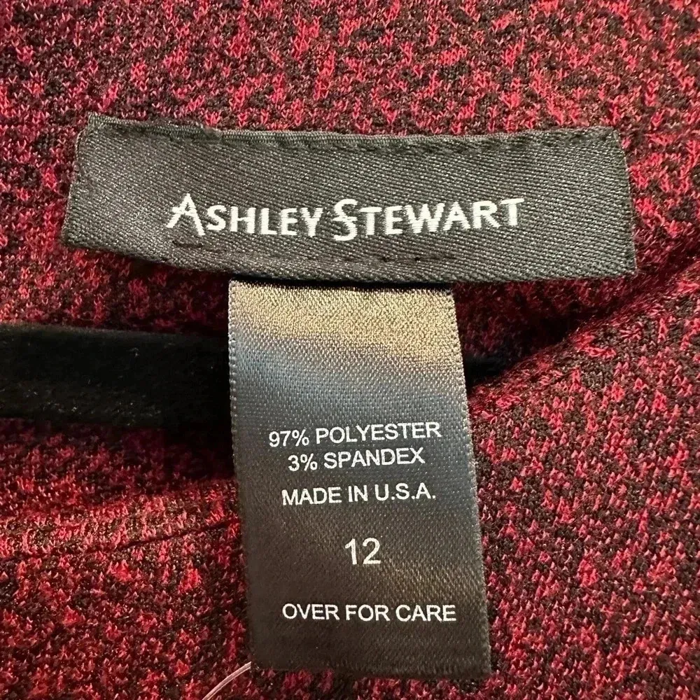 Ashley Stewart Varsity Stripe Dress Size 12 NWT Black Burgundy Heathered - Image 8