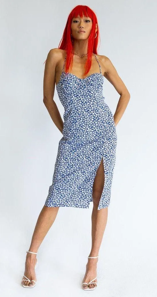 Sweetner Midi Dress in Blue - Image 4