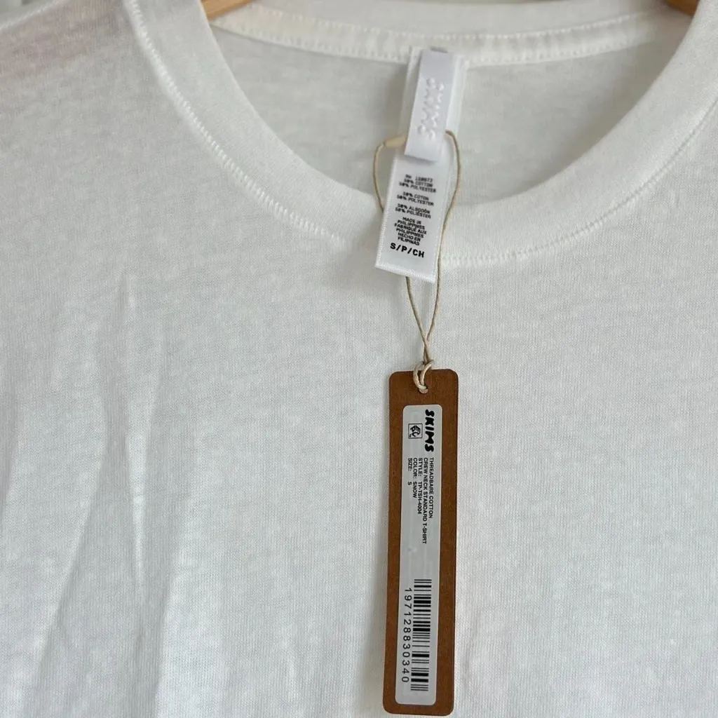 Skims Sheer Jersey T-Shirt in Snow, Size Small - Image 6