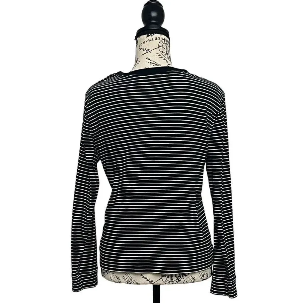 Lauren Ralph Lauren Black White Striped Boatneck Sweater L | Nautical Preppy - Image 5