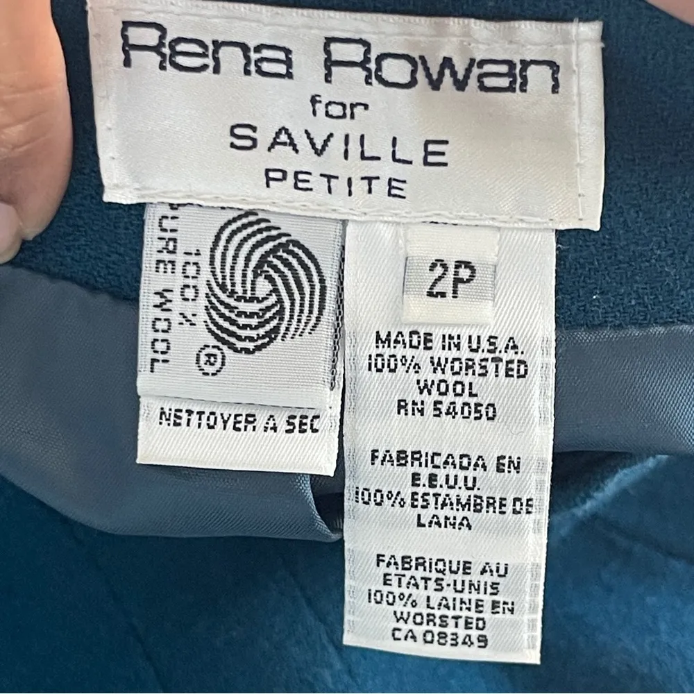 RENA ROWAN FOR SEVILLE | Teal Wool High Waisted Pencil Skirt Sz 2P - Image 5