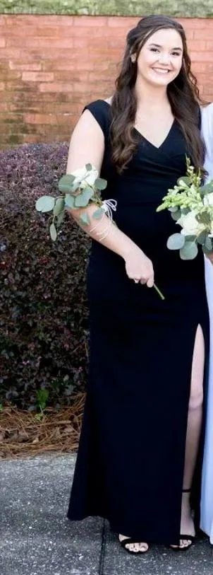 Black Women Sleeveless V Neck Split Evening Cocktail Long Dress Size 8 - Image 3