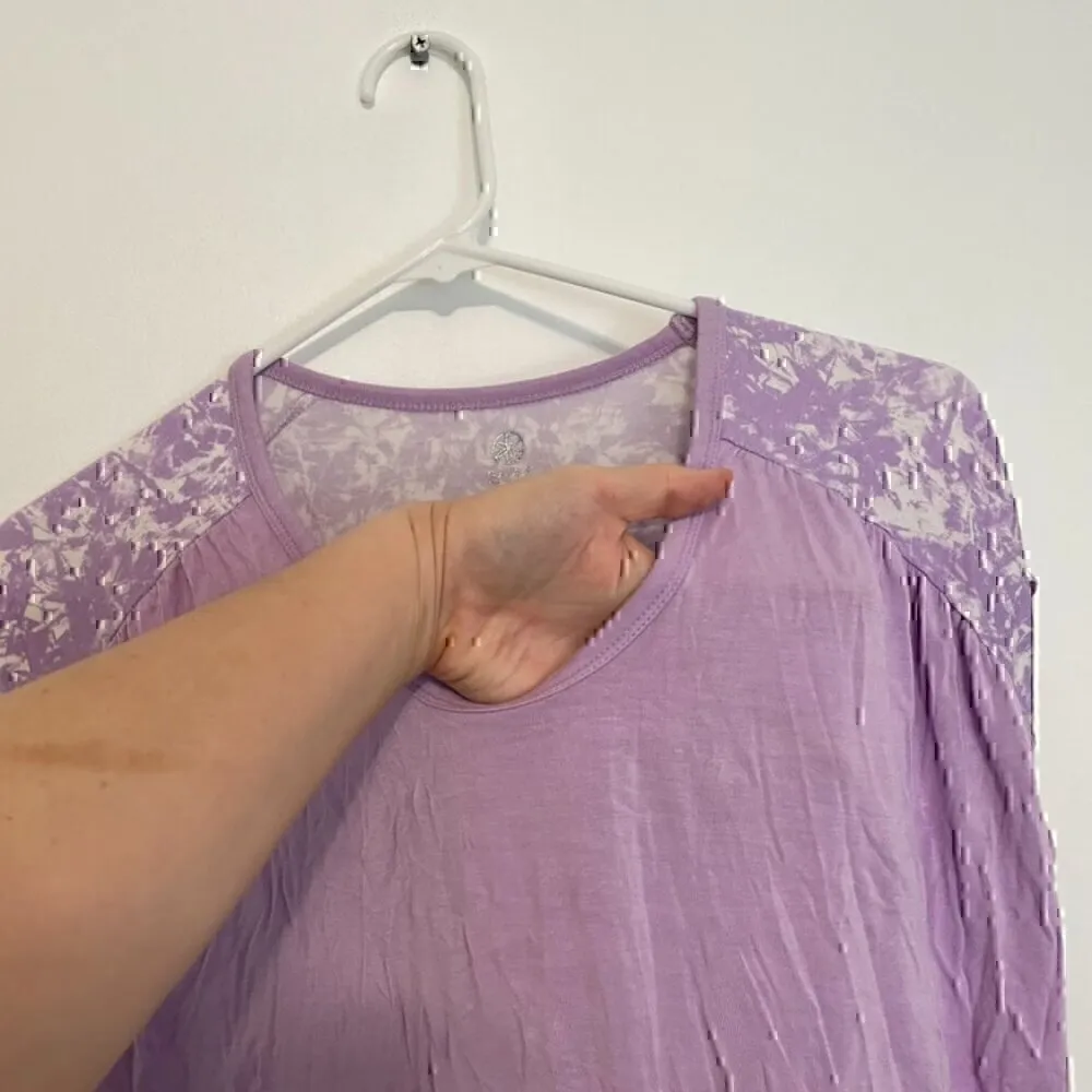 GAIAM Reflect Hi-Low Tee Lilac Lavender Purple Solid Printed Colorblock T-Shirt - Image 6