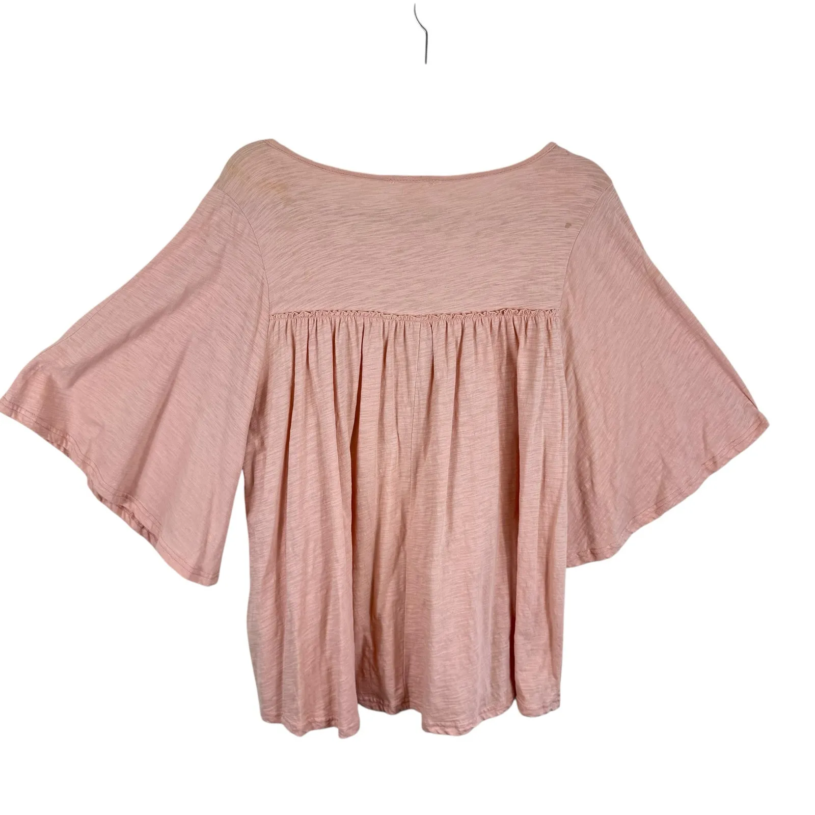 Easel 100% Cotton Pink Lightweight Flowy Lace Detail Kimono Sleeve Blouse Size S - Image 2