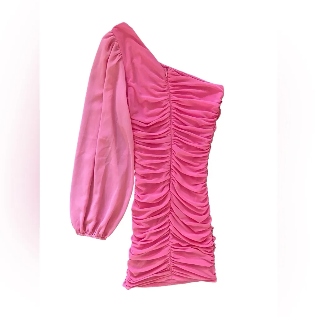 Hello Molly One-Shoulder Hot Pink Mini Dress Size Small Size 4 Party Date Barbie - Image 6