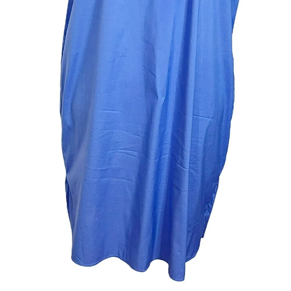 Untuckit Stretch Cotton Popover Presley Shirt Dress Blue Women’s Size Small - Image 4