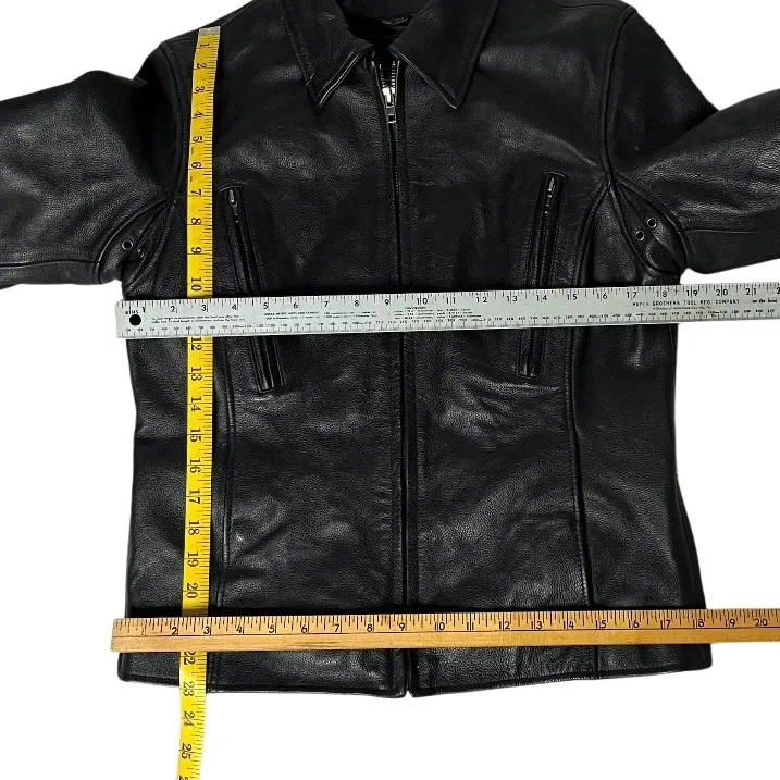FIRST LEATHER APPAREL Black Leather Motorcycle Jacket Zip Liner Womens Medium - Image 7