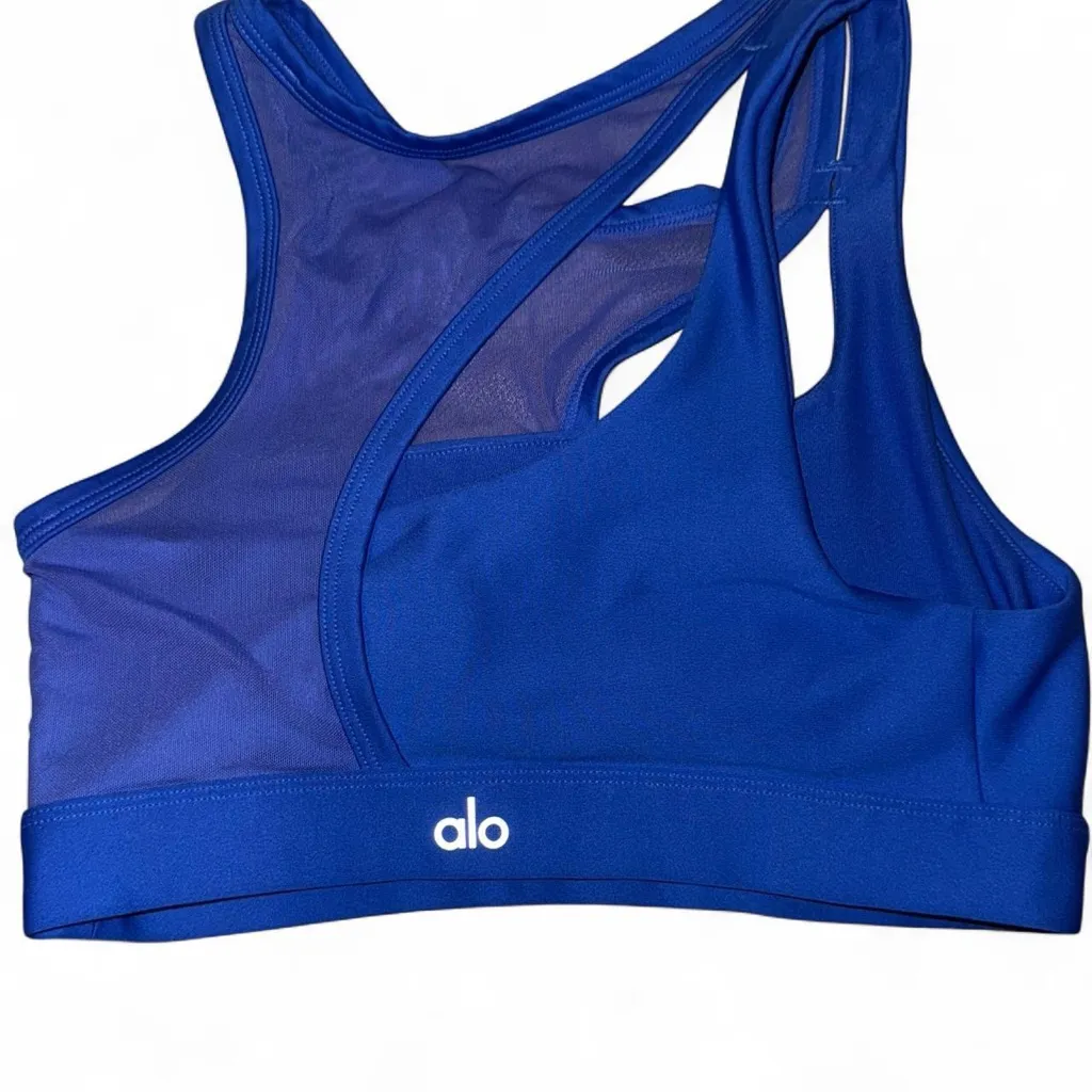 Alo yoga crescent airlift sports bra mesh sapphire blue XS - Image 3