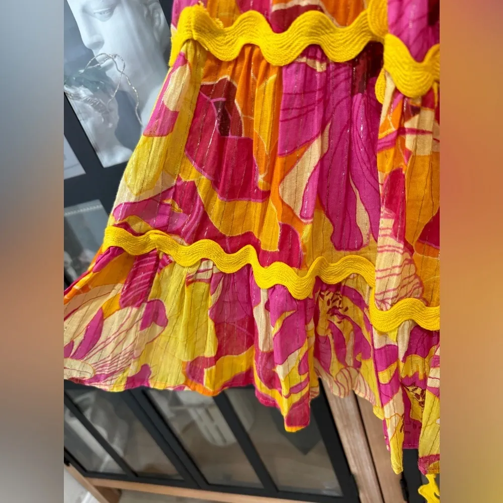 SUNDRESS tea mini dress open back tie  revolve tiered smock - Image 7