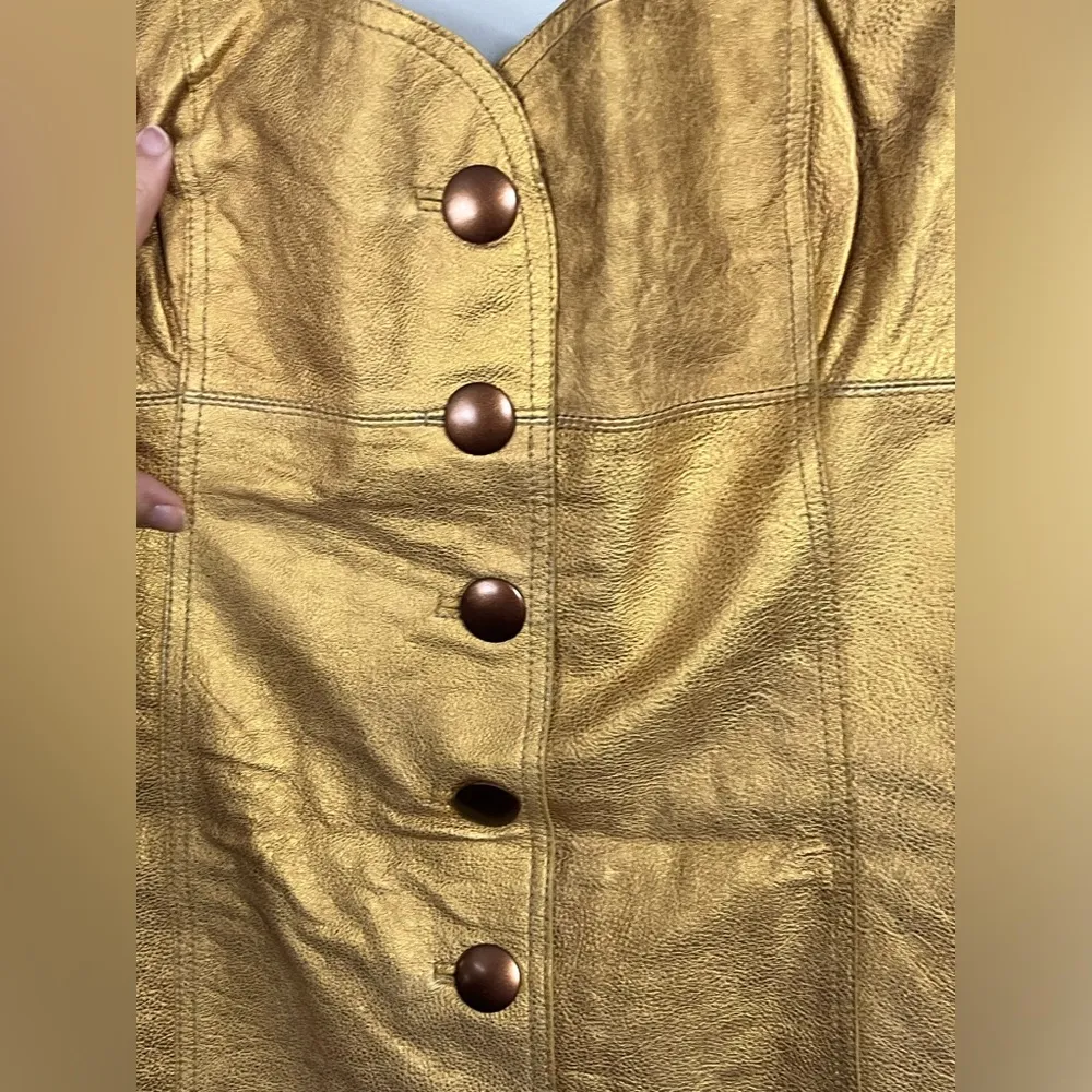 NWT Free People Goldie Mini Dress Cow Leather Sleeveless Size 8 - Image 4