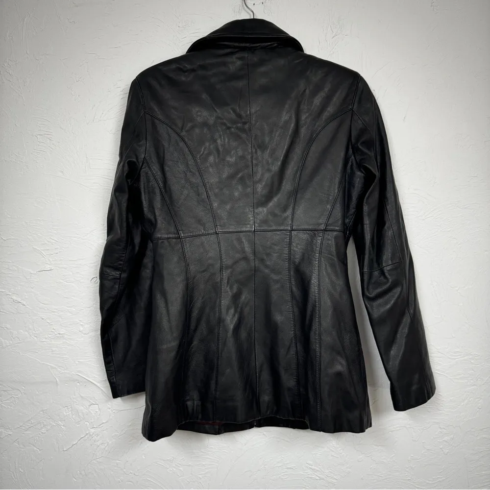 Vintage Wilson’s Leather Black Fitted Long Line Jacket Womens M Y2K 90s Rachel - Image 8