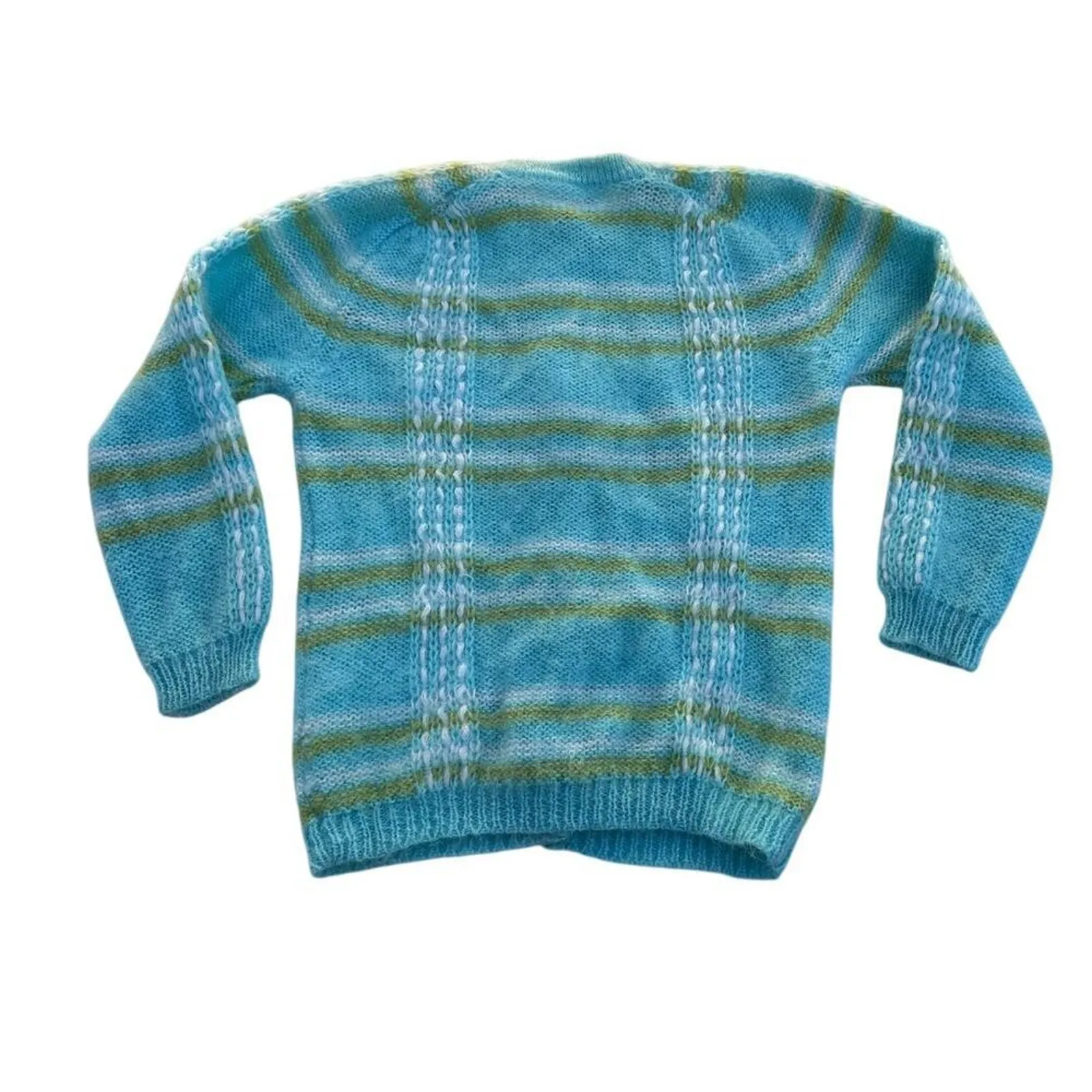 Vintage Joyce Sportswear Mohair Wool Cardigan 60s Hong Kong – Suéter Vintage Blue Size M - Image 7