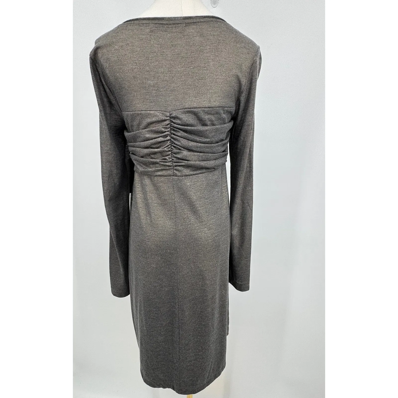 Robert Rodriguez dress small ruched draped belted shimmer pleated gray gold - Image 4