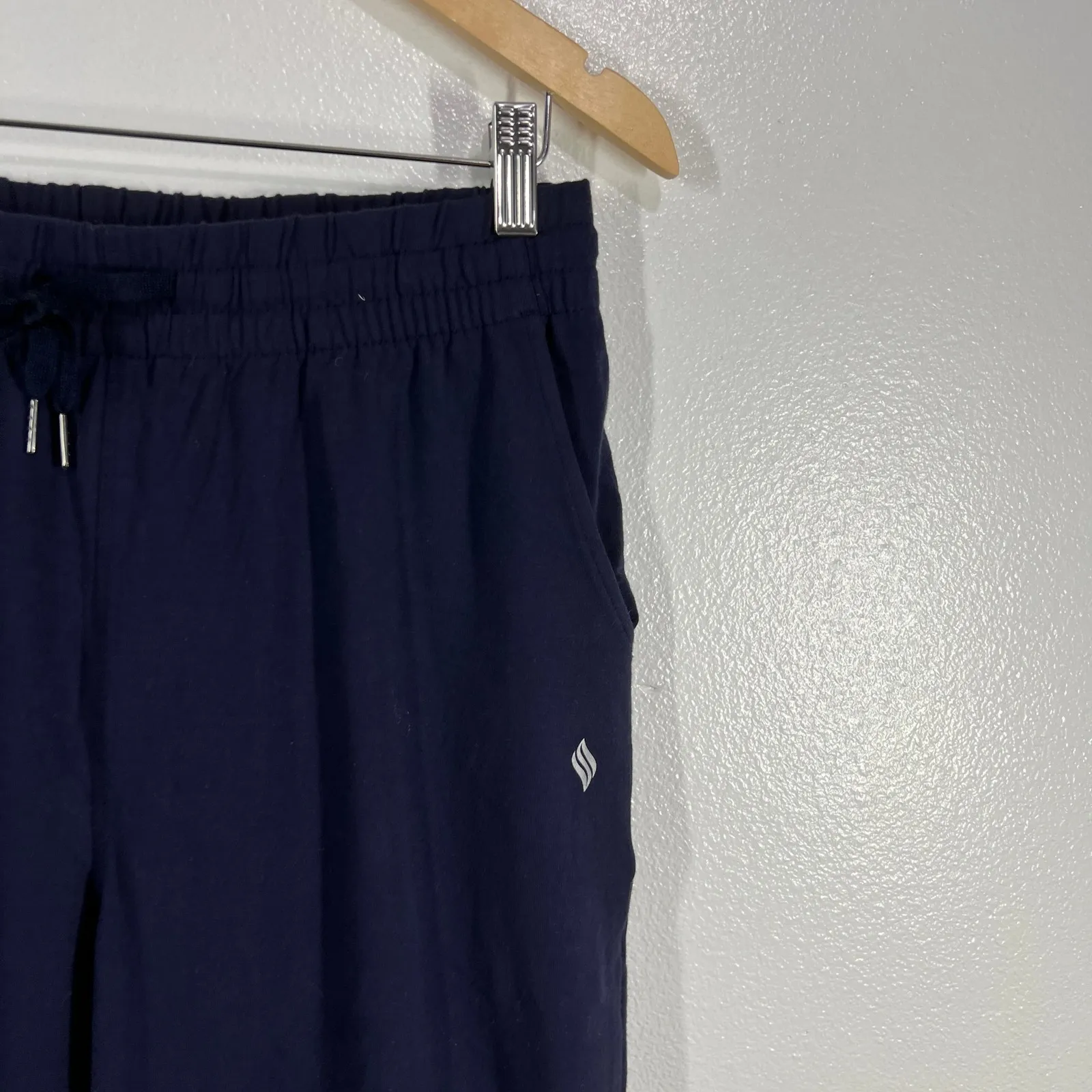 Santiny Lounge‎ Pants Drawstring Knit Casual Cropped Blue Size Medium - Image 5