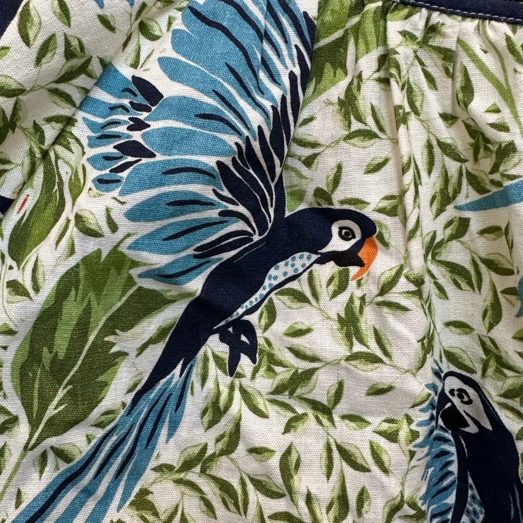 Alex Marie Linen Tropical Boho Blouse Bondi Parrot Birds Under the Palms Size XL - Image 10