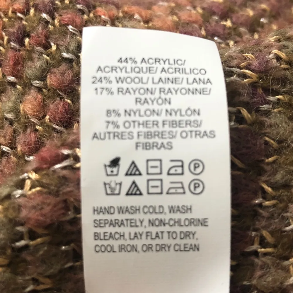 Lucky Brand Wool-Blend Metallic Stitch Lux Cardigan, Brown Size S New w/Tag - Image 9