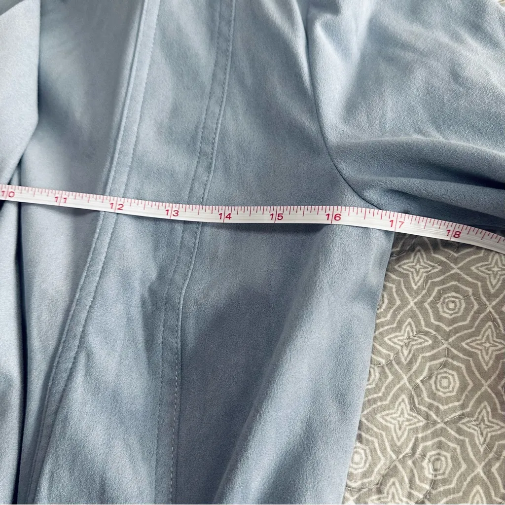 Hutch Anthropologie Draped Faux Suede Open Jacket Blazer Blue Gray Size S - Image 8