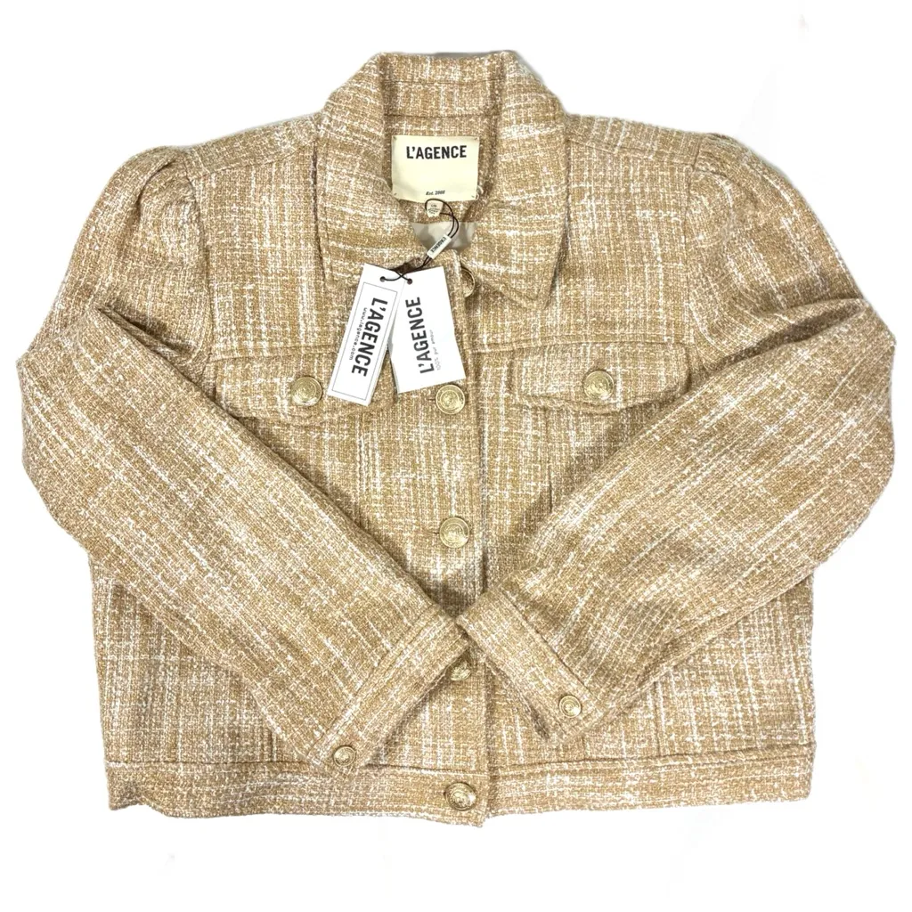 L'AGENCE  Kasey Tweed Crop Jacket Large Bone Multi NWT - Image 7