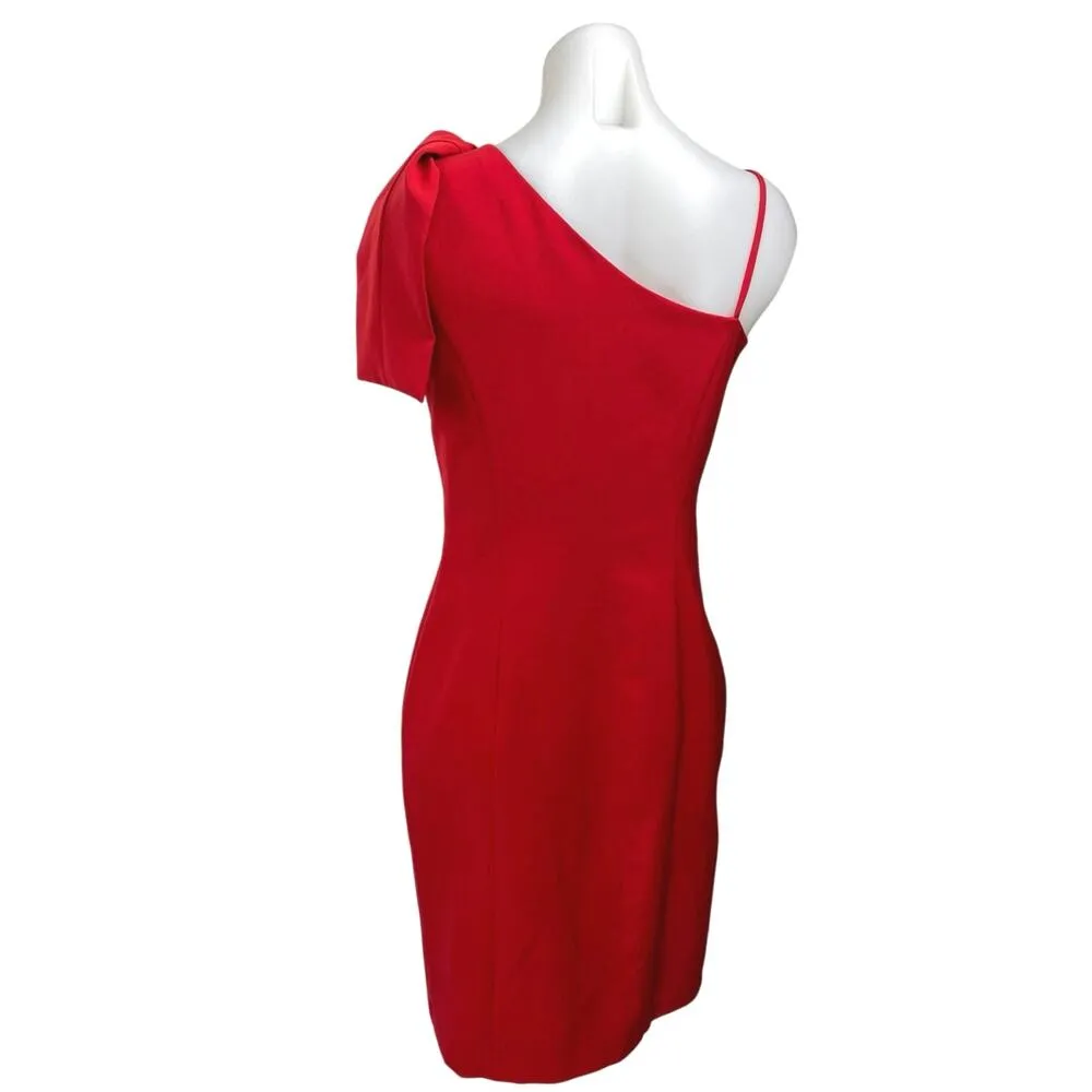 Julia Jordan Red One Shoulder Sleeveless Bow Slit Mini Sheath Dress Size 4 - Image 2
