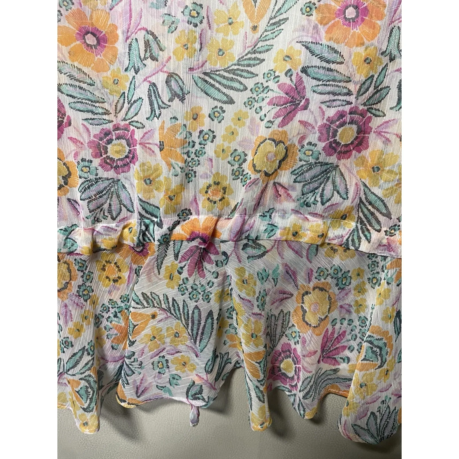 This is a floral print cotton kimono robe with a self-tie waist - Image 3