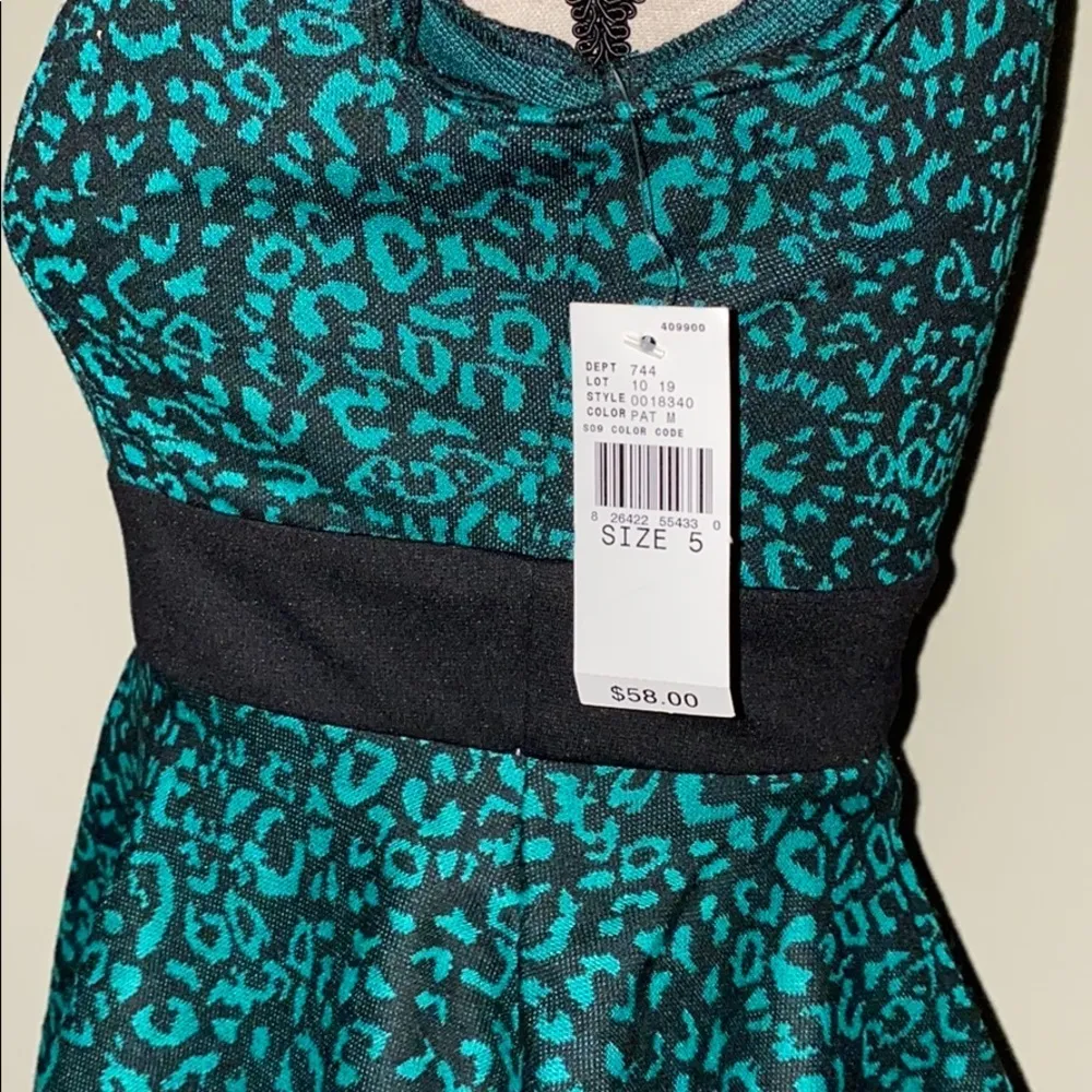 Iz Byer leopard print black teal peplum dress NWT - Image 7