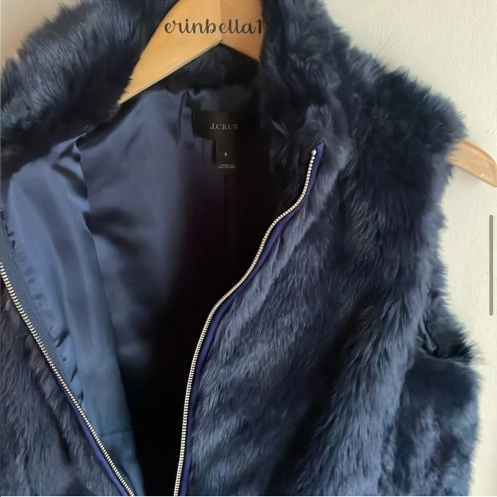 J. Crew Midnight Navy Plush Faux Fur Vest - Image 10