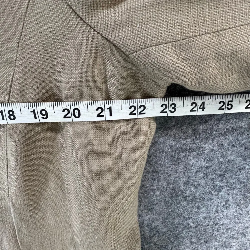 Coldwater Creek Blazer Womens L Tan Linen Two Button Classic Minimalist Career - Image 7