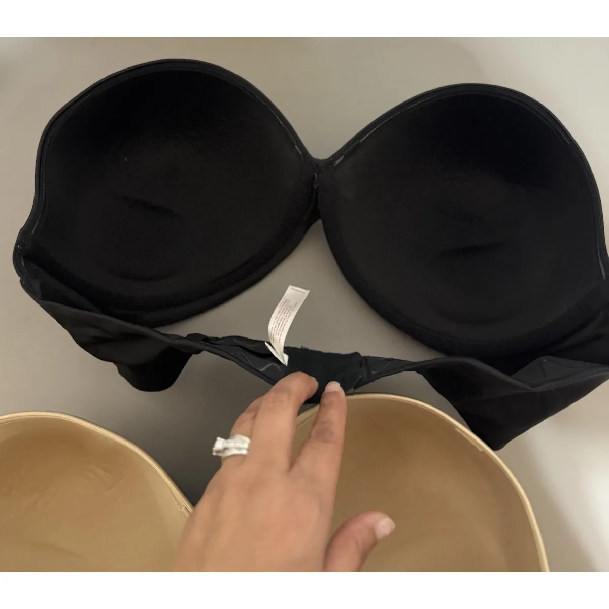 Cacique Women Bras Set (2) 38G Smooth Strapless Solid Beige Nude/Black Underwire - Image 11