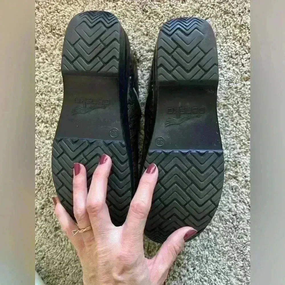 DANSKO Paisley Engraved Brown Leather Clogs - Image 4