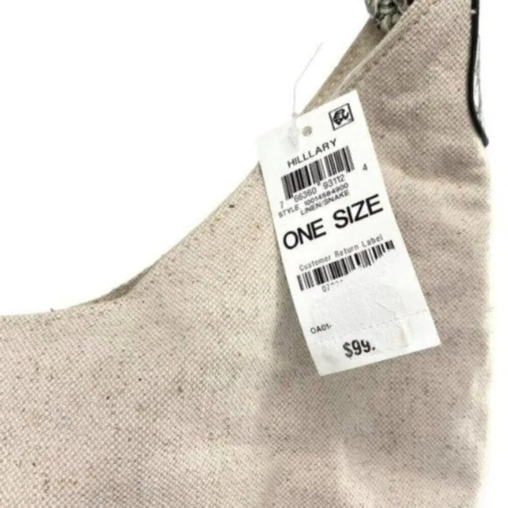 Alfani Hillary Canvas Hobo Shoulder Bag in Linen Snakeskin New - Image 3