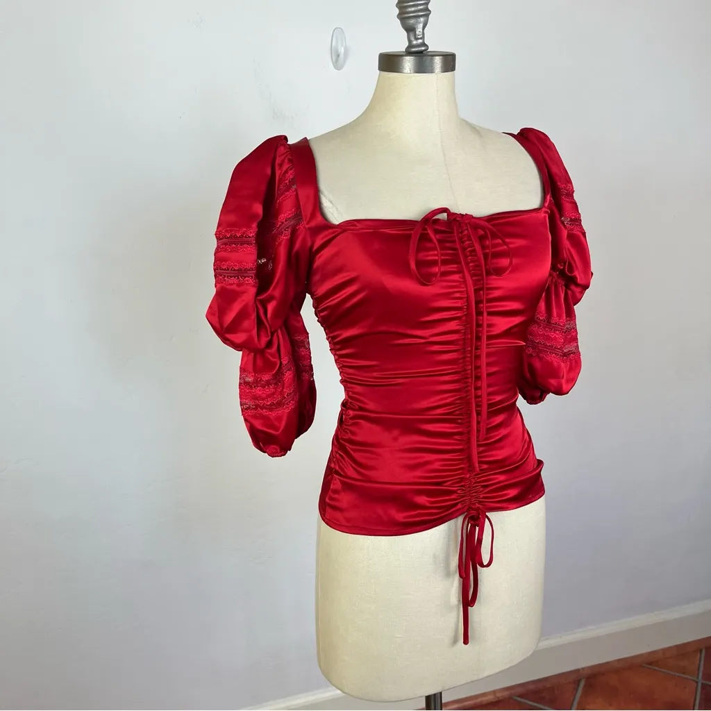 The Collection by Reformation Winchester Top in Cherry - Image 3