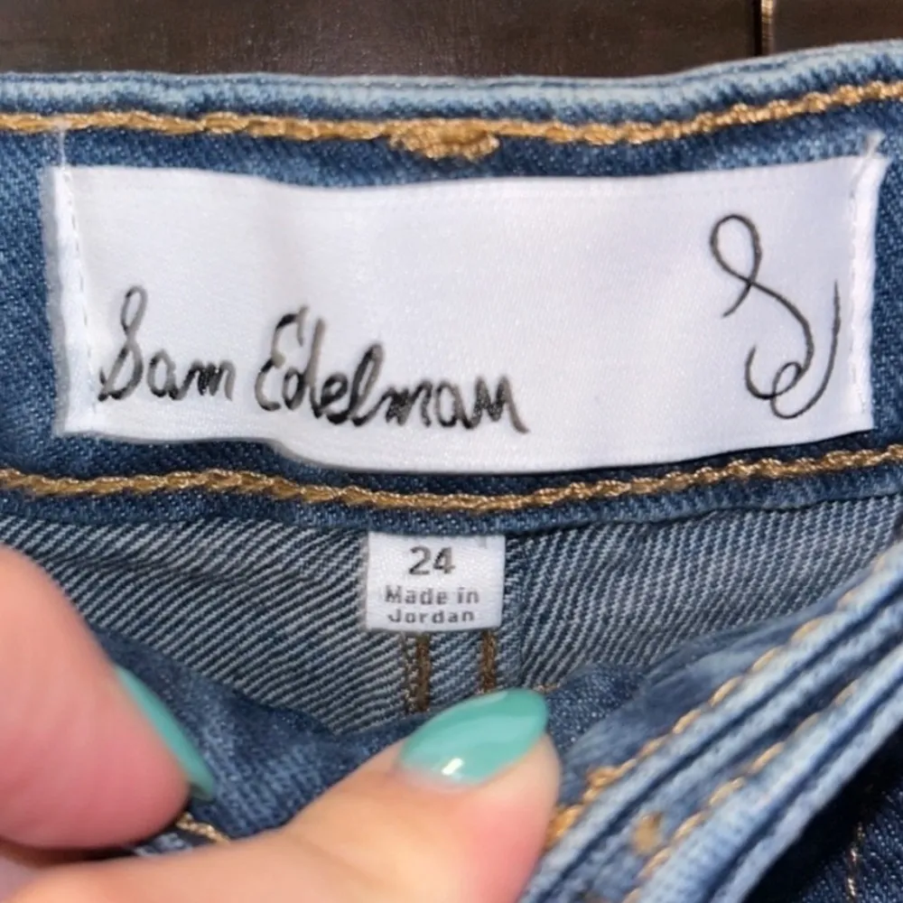 Sam Edelman High Rise Slim Straight Distressed Blue Jeans NWT - Image 2