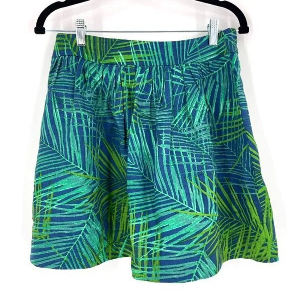 Banana Republic Women’s Tropical‎ Green Blue Vacation Linen Blend Skirt Size 6 - Image 2