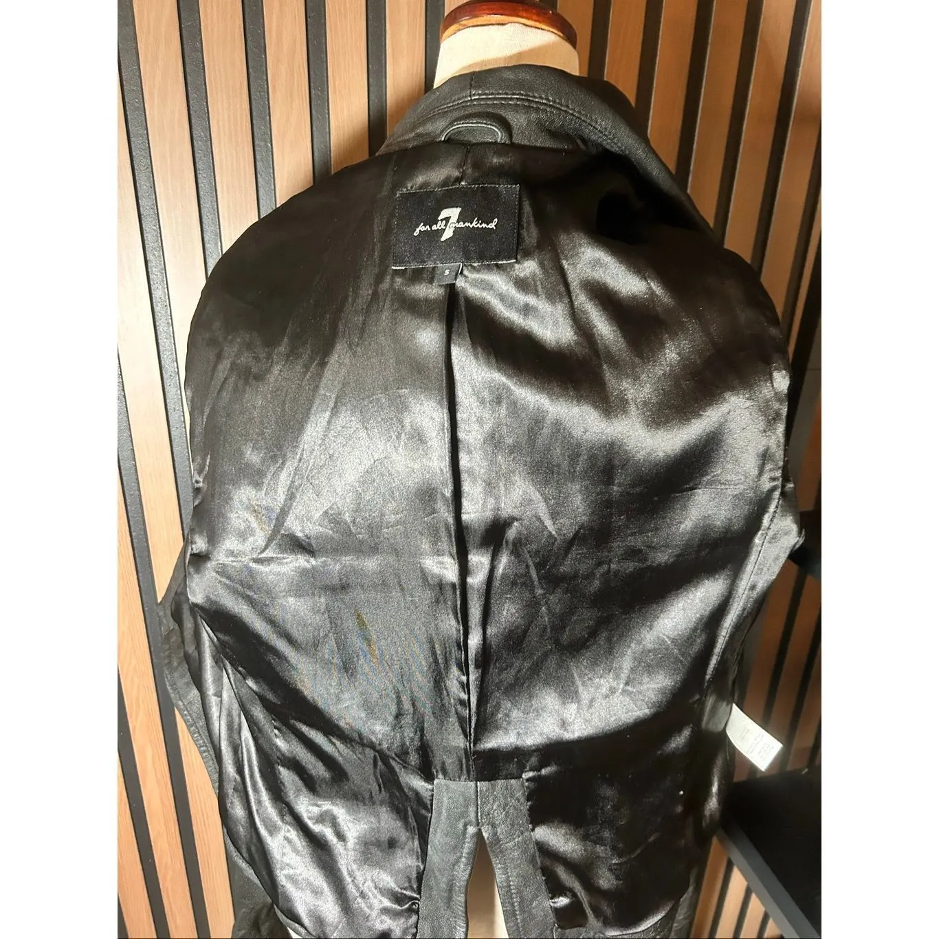 7 For all Mankind Women Rumble Leather Jacket  Size S black moto style short - Image 5