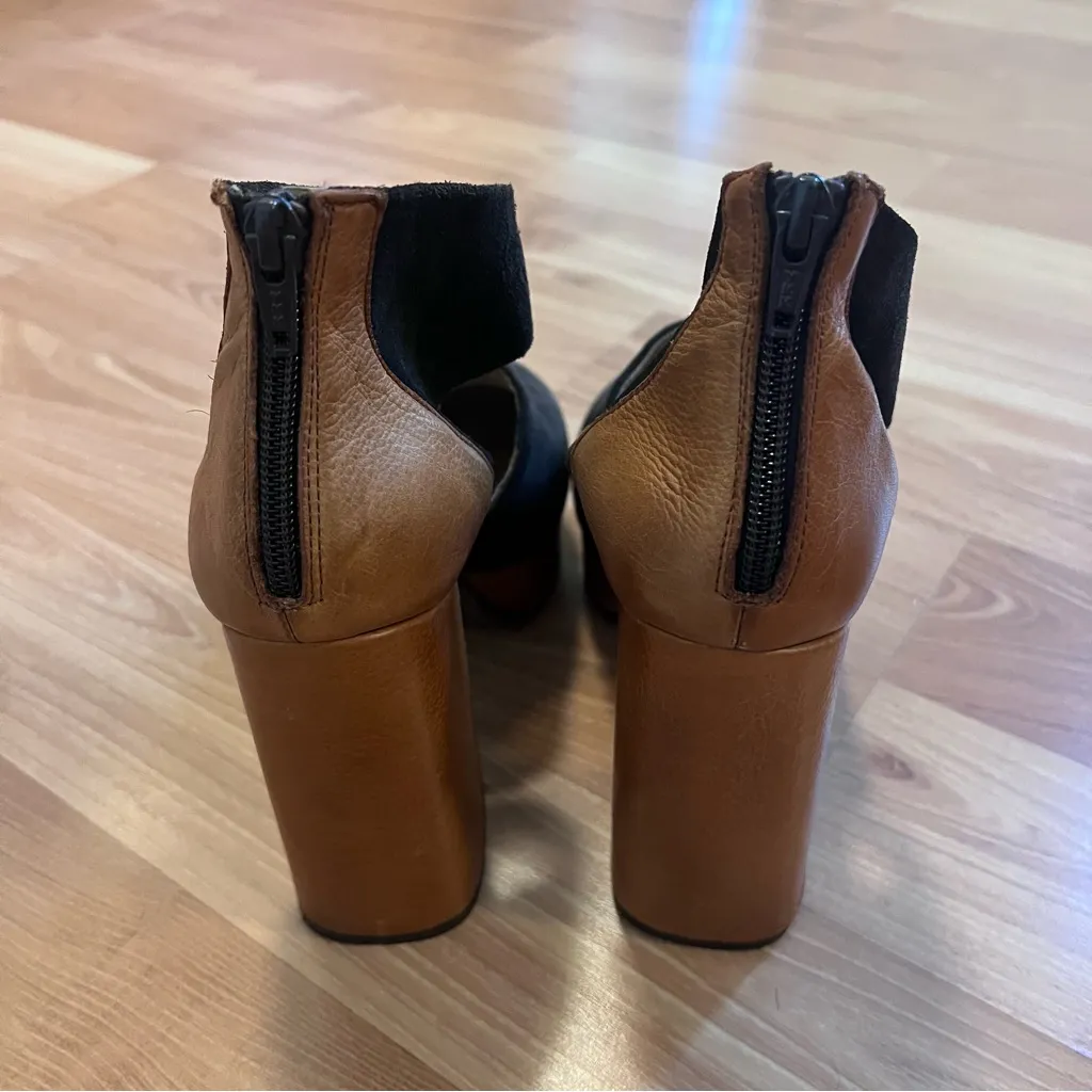 FREE PEOPLE LUXOR TAN COMBO PLATFORM HEELS Orange Size 8.5 - Image 6