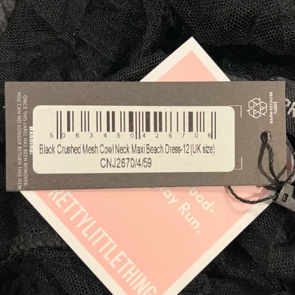 🍒NWT PRETTY LITTLE THINGS COWL NECK MESH MAXI BEACH DRESS SIZE 8🍒 - Image 7