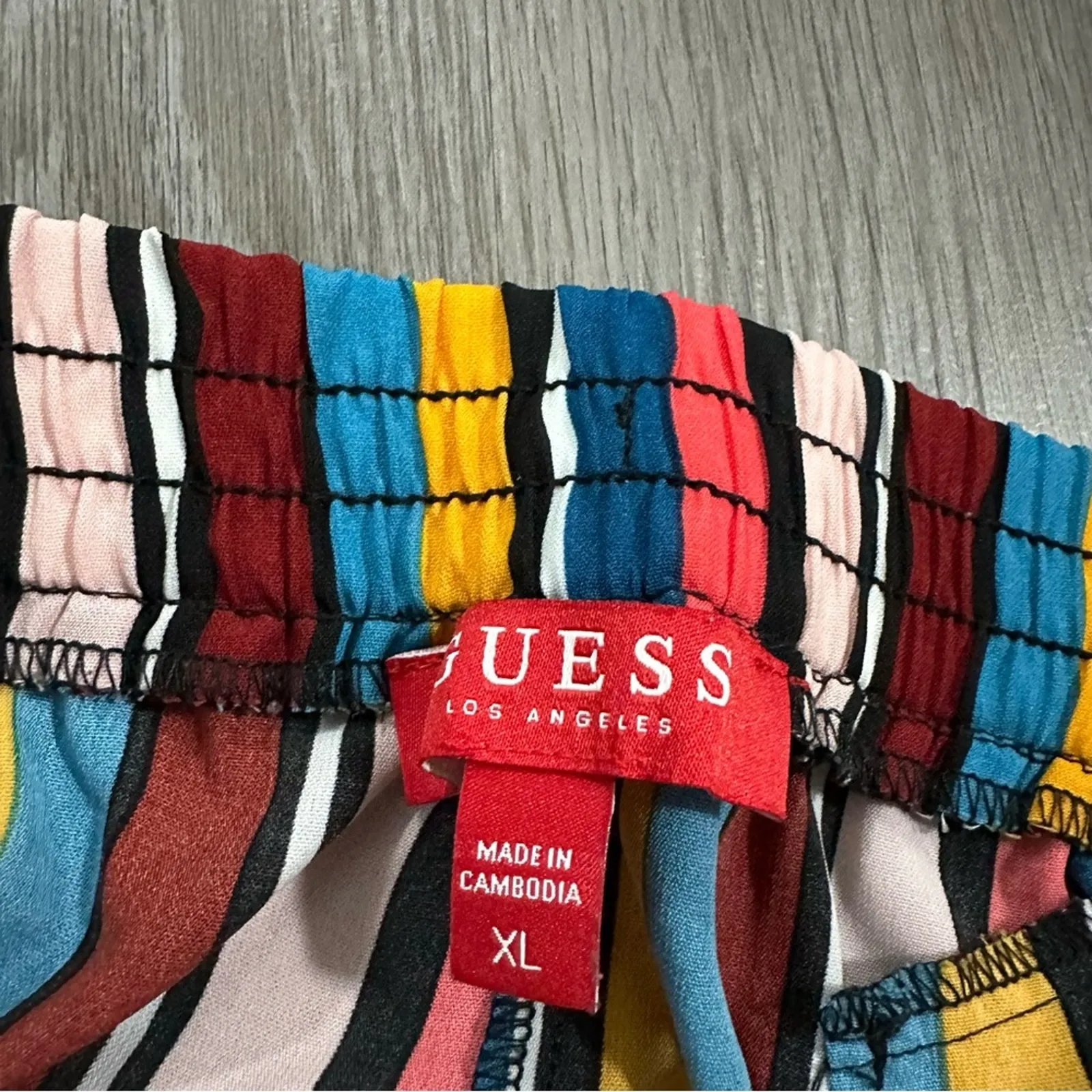 Guess Bright Multicolor Striped High Rise Tie Waist Shorts Size‎ XL - Image 6