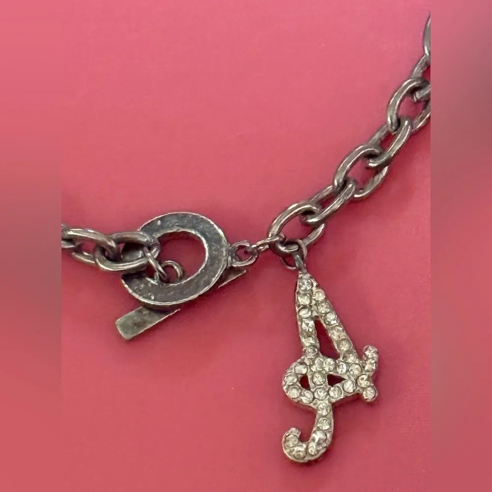 Silver Chain Necklace with Initial Pendant - Image 2