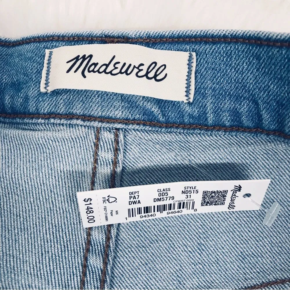 MADEWELL The Perfect Vintage Straight Jean Shorts Midi Bermuda Size 31 New‎ - Image 4