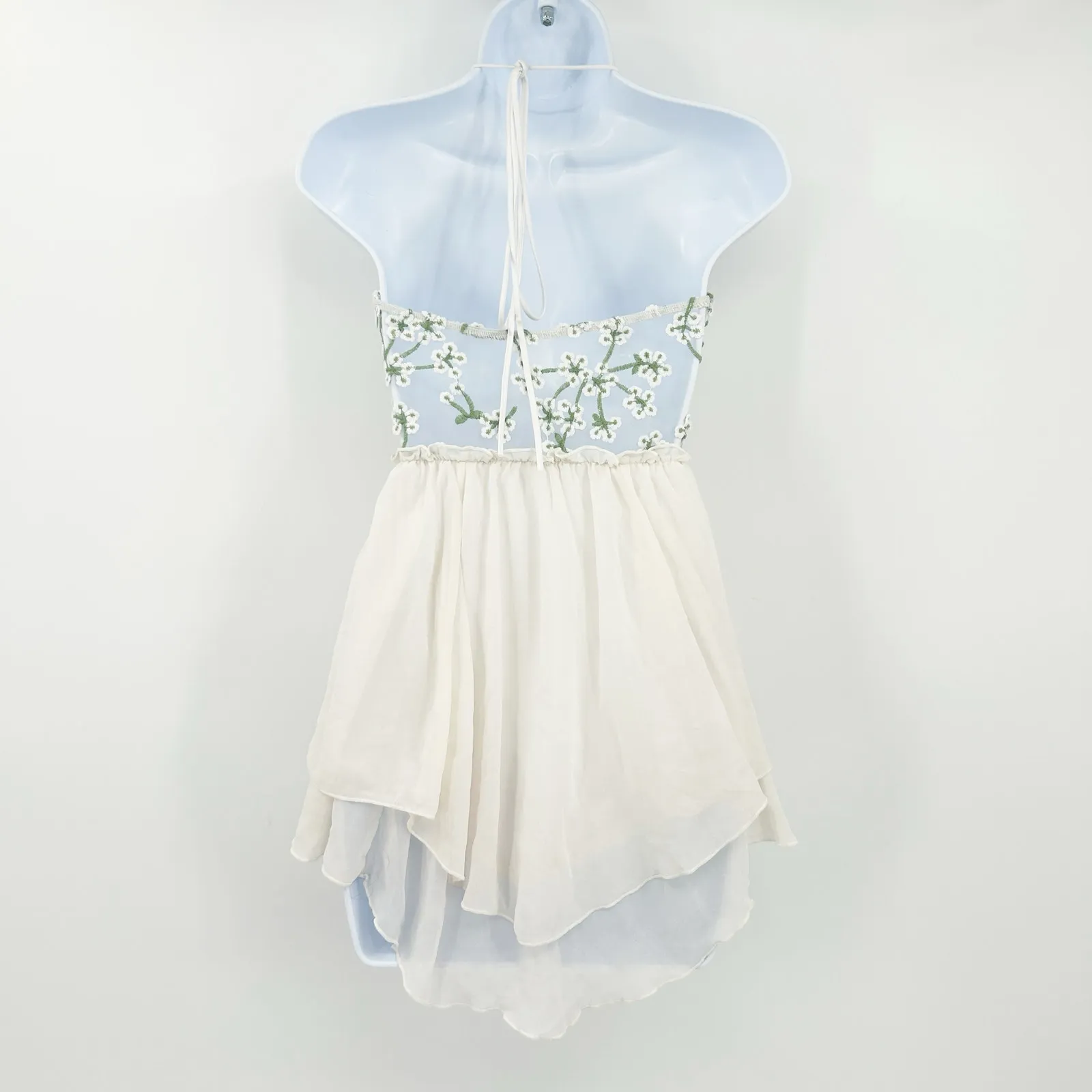 Lucy In‎ The Sky Womens Fairy Coquette Embroidered Floral Halter Romper Size XS - Image 9