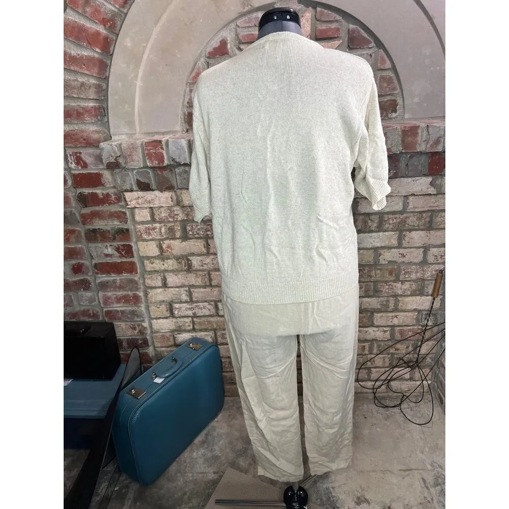 sweater pants set linen blend monochromatic tan Size L - Image 8
